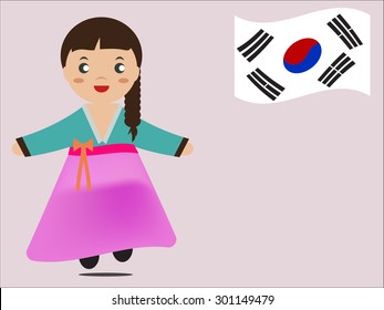 Cute kid with Korea flag