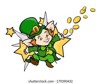 Cute Kid Leprechaun Character Dancing