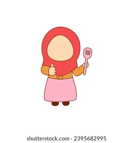cute kid cute little boy with red hijab isolated