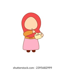 cute kid cute little boy with red hijab together