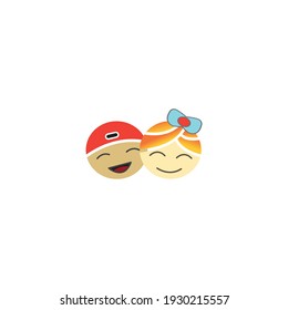 cute kid logo, son, daughter, cartoon illustration, colorful vector design