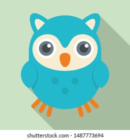Cute kid owl icon. Flat illustration of cute kid owl vector icon for web design