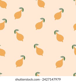 Lindo niño pera fruta sol vivero patrón sin fisuras para tela, ropa, ilustración de fondo minimalista simple.