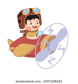 Cute Kid Pilot Flying Plane