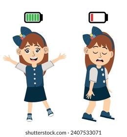 cute kid power full and low battery vector.