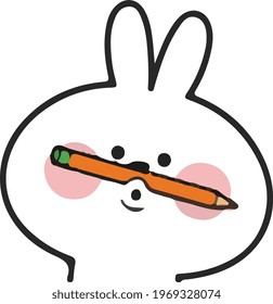 cute kid put pencil on his nose vector