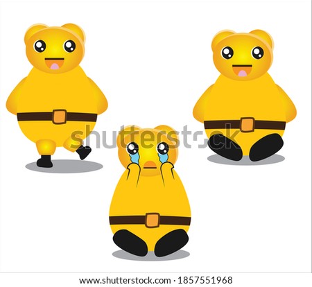 cute kid robot illustration in yellow color in flat design,vector illustration eps 10