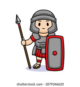 cute kid with  roman legion army costume 