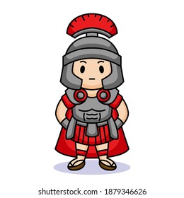 cute kid with  roman legion army costume 