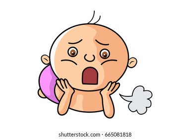 Cute Kid scared. vector Illustration. Isolated on white background.