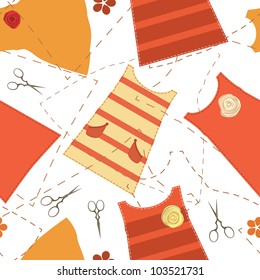 cute kid seamless pattern with colorful dresses for little girls