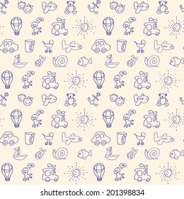 Cute kid seamless pattern in vector. Seamless pattern can be used for wallpaper, pattern fills, web page background, postcards. 