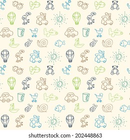 Cute kid seamless pattern in vector. Seamless pattern can be used for wallpaper, pattern fills, web page background, postcards. 