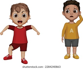 cute kid shouting and friend is scary