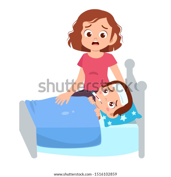 Cute Kid Sick Sleep Bedroom Mother Stock Vector (Royalty Free) 1516102859