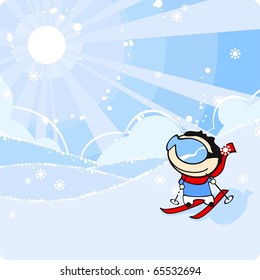 Cute kid skiing