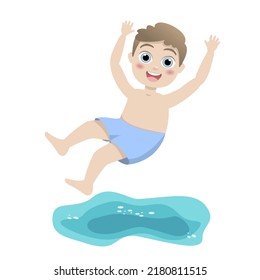 Cute Kid Spending Holidays Seaside Swimming Stock Vector (Royalty Free ...