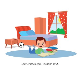 cute kid studying in bedroom