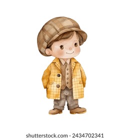 cute kid tailor vector illustration in watercolour style