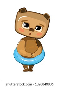 Oso de peluche. Estilo de caricatura. Joven cachorro. Vector. Cariño.