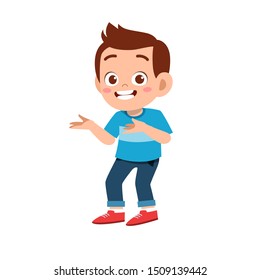 cute kid teen boy show facial expression