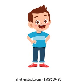 cute kid teen boy show facial expression