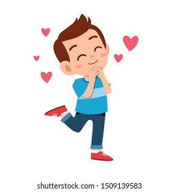 cute kid teen boy show facial expression