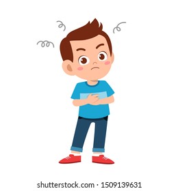 cute kid teen boy show facial expression