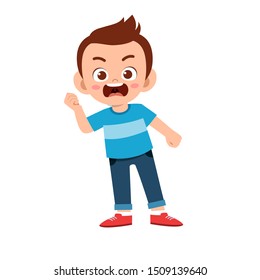 cute kid teen boy show facial expression