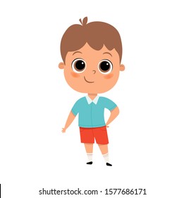 Cute Kid Teen Boy Smiles Shows Stock Vector (Royalty Free) 1577686171 ...