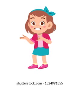 cute kid teen girl show facial expression