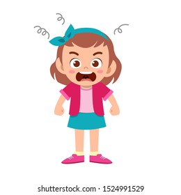 cute kid teen girl show facial expression