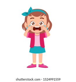 cute kid teen girl show facial expression
