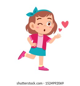 cute kid teen girl show facial expression