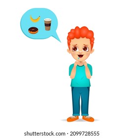 cute kid thinking about food