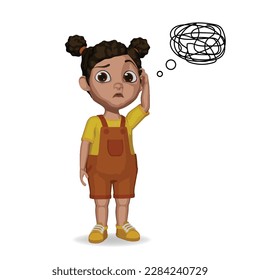 cute kid thinking confused illustration