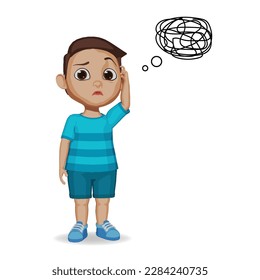 cute kid thinking confused illustration