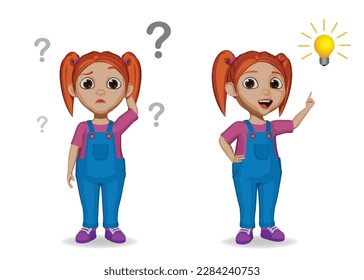 cute kid thinking and got idea