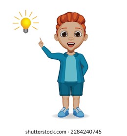 cute kid thinking idea illustration