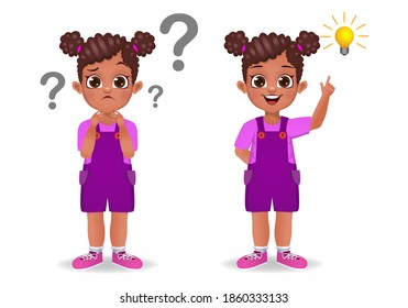 cute kid thinking idea vector