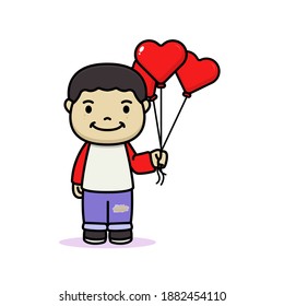 Cute kid with valentine day's heart concept