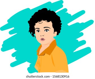 cute kid a vector art illustration.