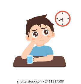 Cute Kid Waiting to Break Fast Vector Illustration