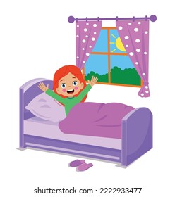 cute kid waking up in the morning