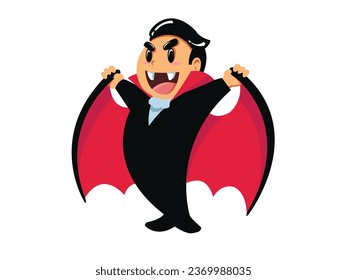 Cute Kid wearing dracula costume vector. Perfect for vector or image haloweens event.