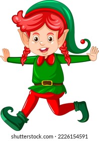 Cute kid wearing elf costume cartoon illustration