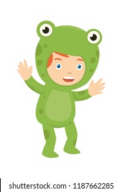 Cute kid wearing frog costume