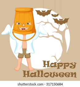 Cute kid wearing a ghost costume
