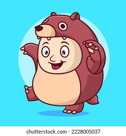 cute kid wearing grizzly bear costume