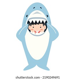 Cute Kid Wearing Shark Costume